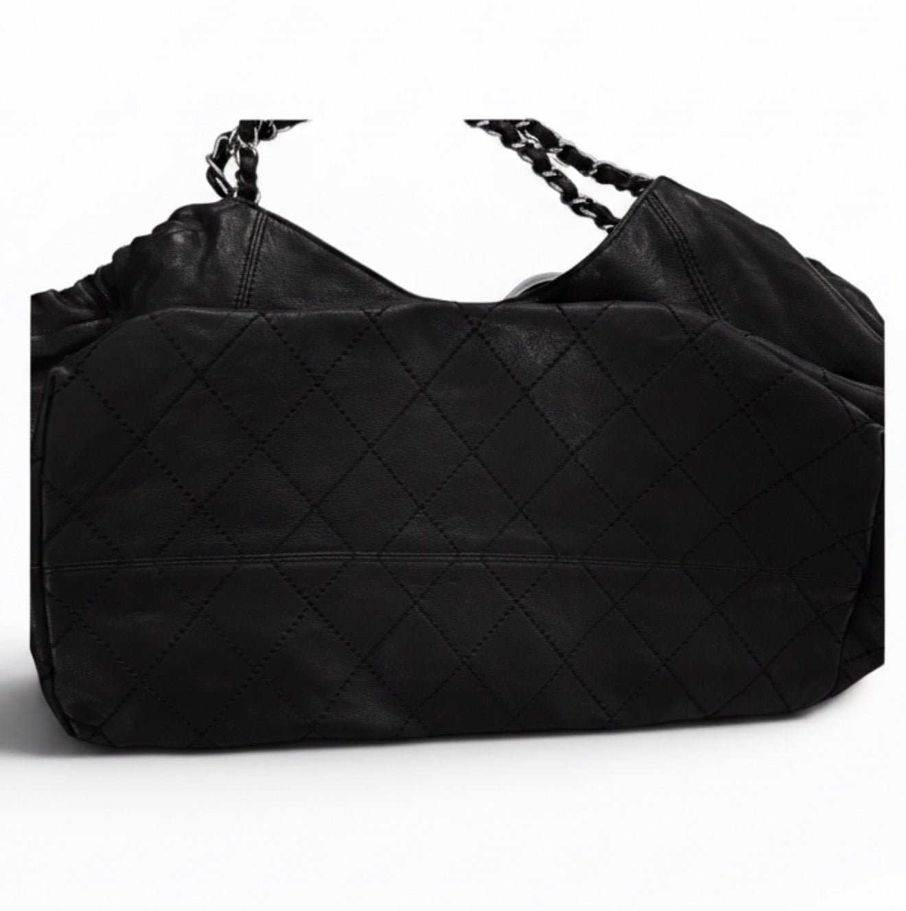 CHANEL Coco Cabas Tote — Black Leather / Silver-Tone Hardware