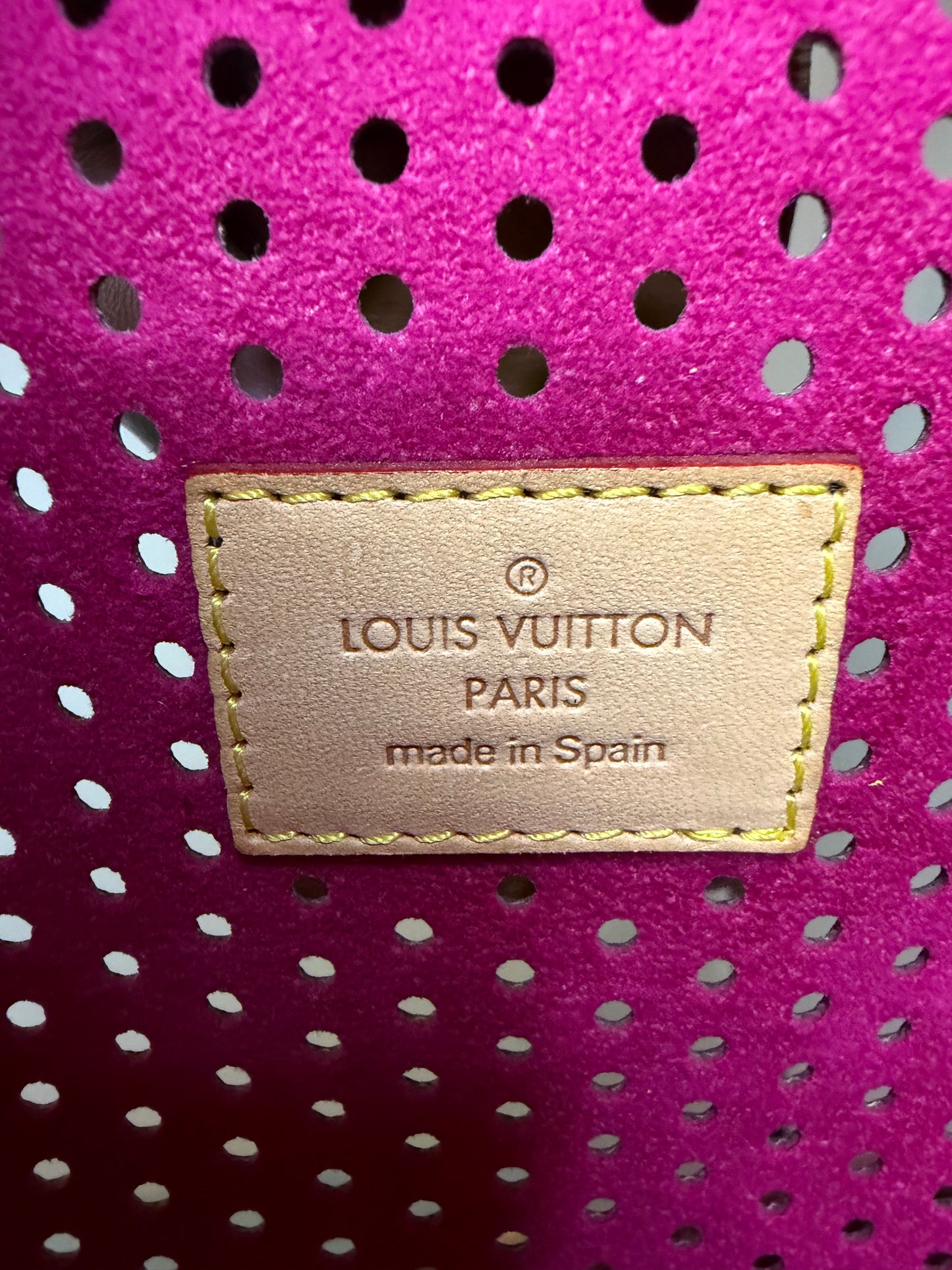 SOLD — Louis Vuitton Perforated Musette with Fuchsia Underlay