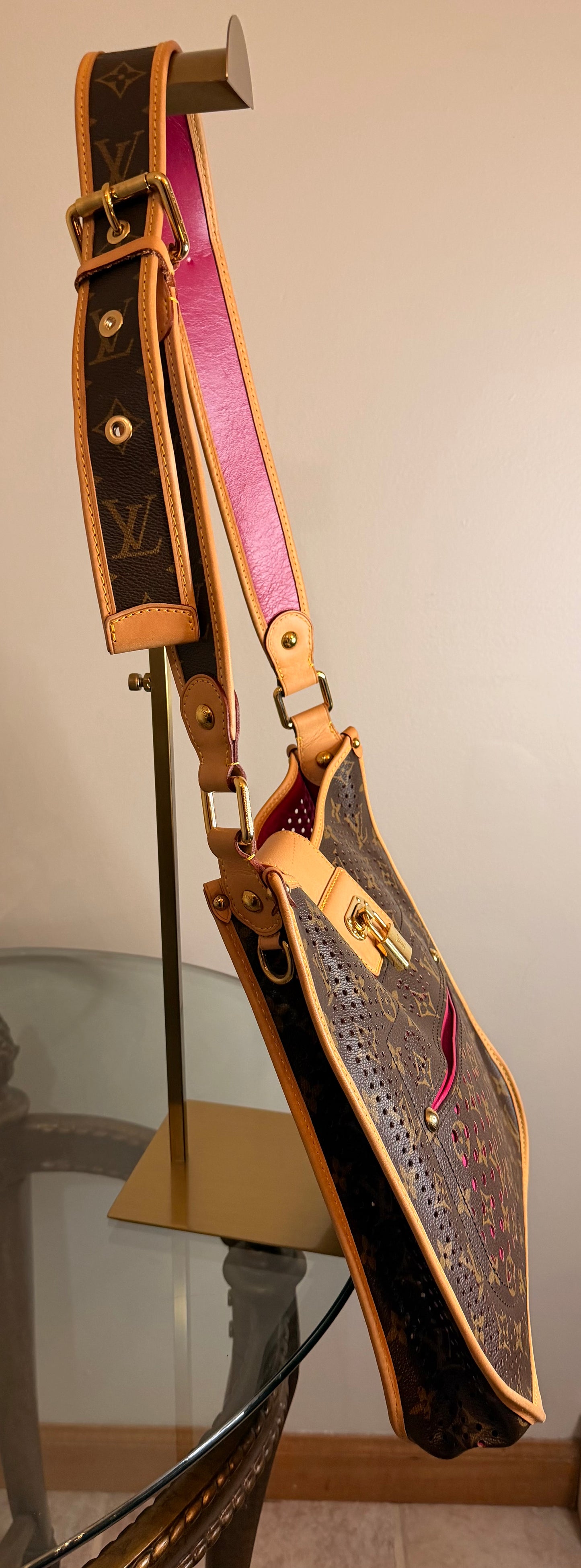 SOLD — Louis Vuitton Perforated Musette with Fuchsia Underlay