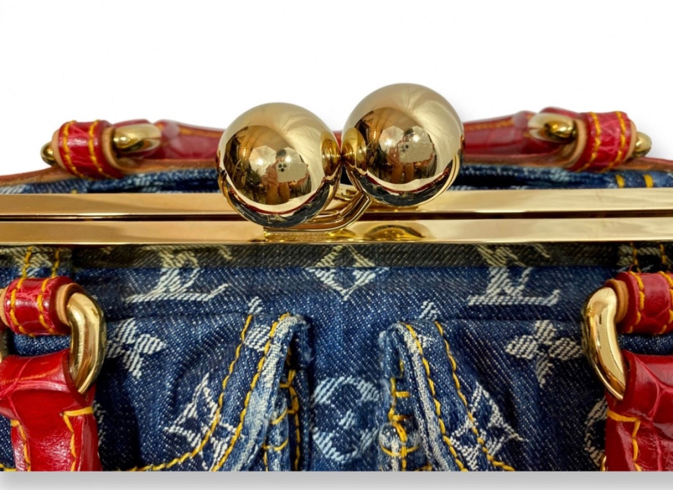 Louis Vuitton Denim Exotic Sac Fermoir GM — Limited Edition S/S 2005