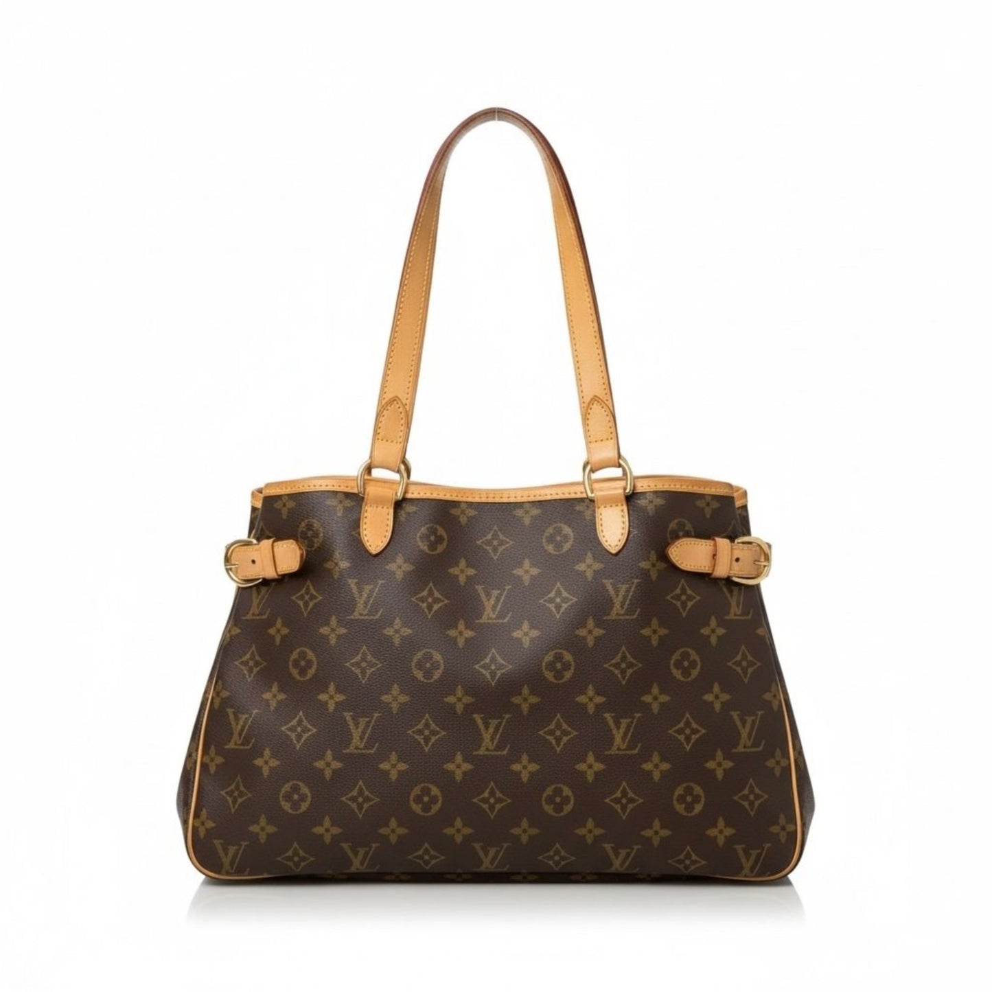 Louis Vuitton Batignolles Horizontal tote in Monogram canvas with natural vachetta trim, front view
