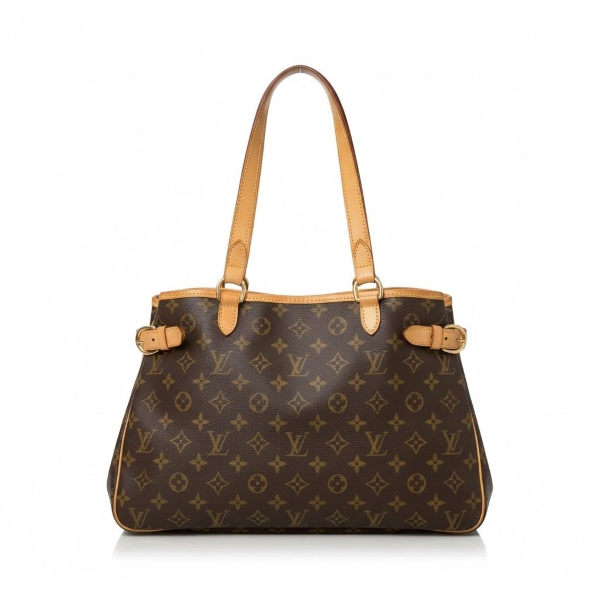 Louis Vuitton Batignolles Horizontal tote in Monogram canvas with natural vachetta trim, front view