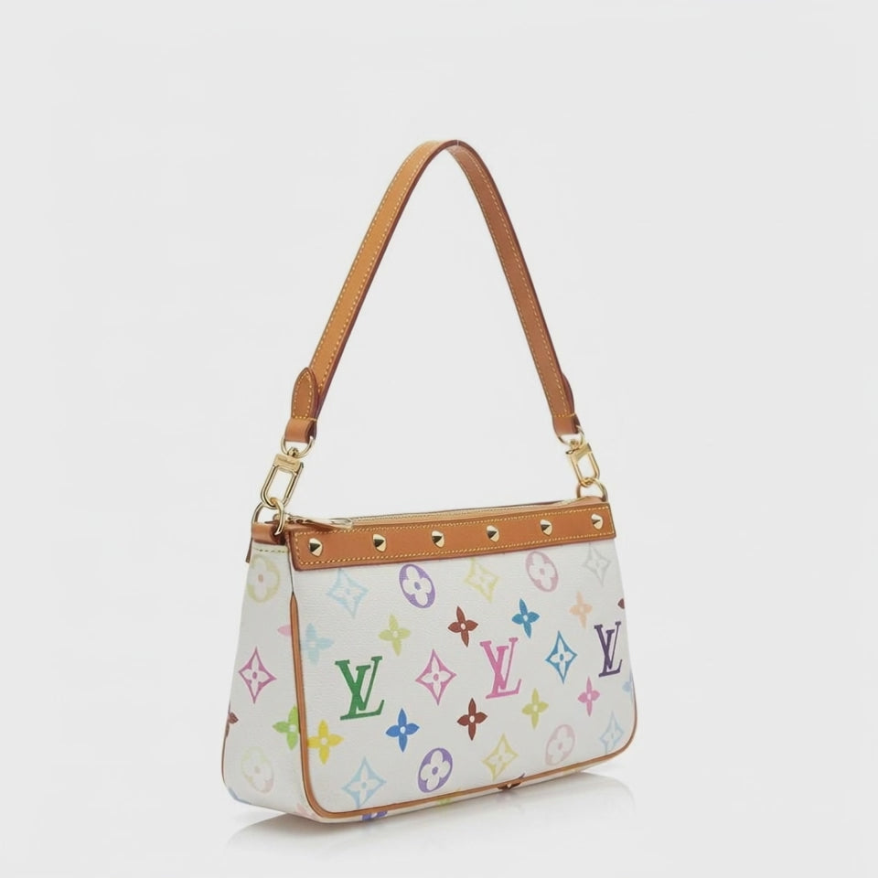 Louis Vuitton Pochette Accessoires in Multicolore Blanc coated canvas, 360 video